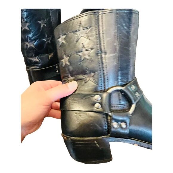 FRYE Flag Harness Americana Short 150th Anniversary Boots Black Size 7 1/2 USA - Picture 11 of 15